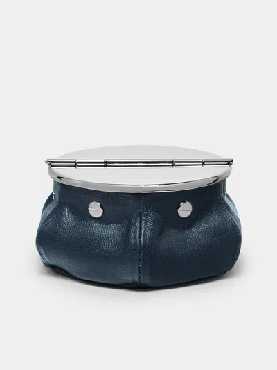 Giobagnara Laurence Leather Bean Bag Ashtray  Abask Luxury Gift In  Blue And Silver