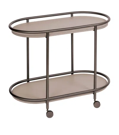 Giobagnara Leather Arcade Oval Two-tier Serving Trolley In Neutral