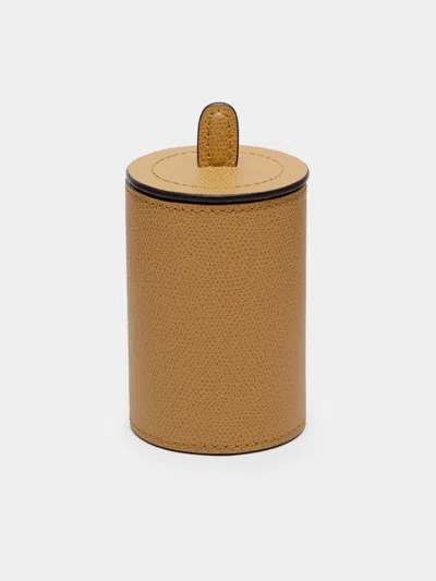Giobagnara Leather Cotton Buds Holder  Abask Luxury Gift In  Yellow
