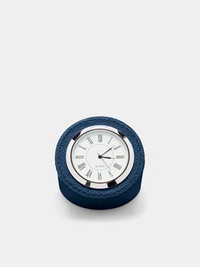 Giobagnara Leather Desk Clock  Abask Luxury Gift In  Blue