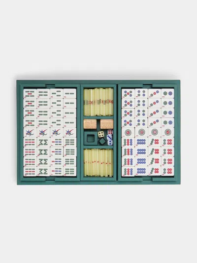 Giobagnara Leather Mahjong Set  Abask Gift Set In Green