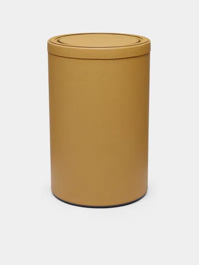 Giobagnara Leather Swing Round Bin  Abask Luxury Gift In Brown