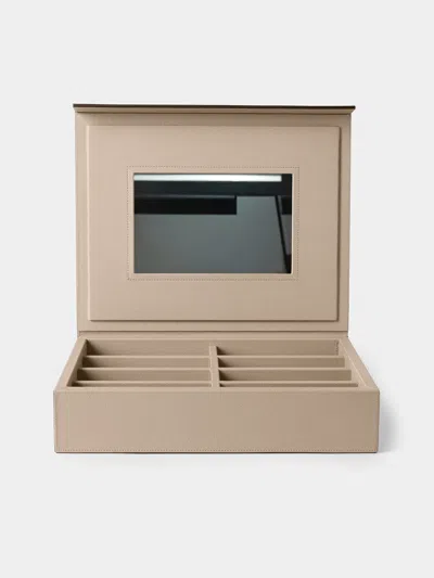 Giobagnara Monogram Leather Sunglasses Case In Neutral