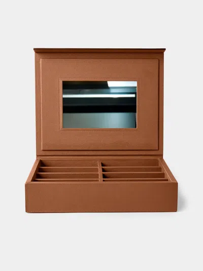 Giobagnara Monogram Leather Sunglasses Case In Brown