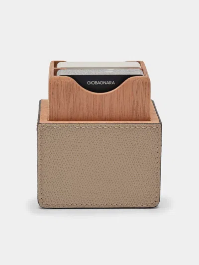 Giobagnara Naples Leather Playing Cards Set  Abask Gift Set In Neutral