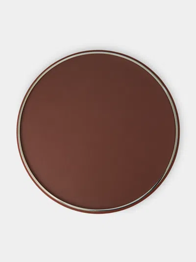 Giobagnara Neptune Leather Lazy Susan  Abask Luxury Gift In Brown