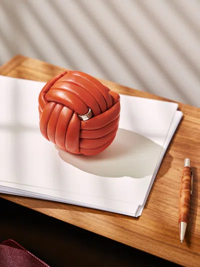 Giobagnara Nodo Leather Paperweight  Abask Luxury Gift In Black