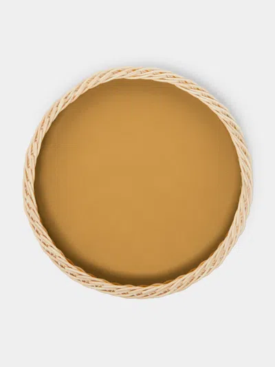 Giobagnara Orsay Rattan Round Tray  Abask Luxury Gift In Brown