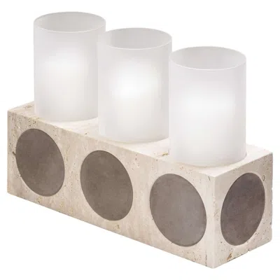 Pre-owned Giobagnara Palazzo Triple Candle Holder By Stephane Parmentier X  In Sand