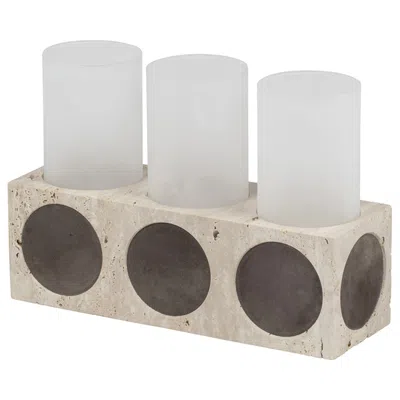 Pre-owned Giobagnara Palazzo Triple Candleholder In Gray
