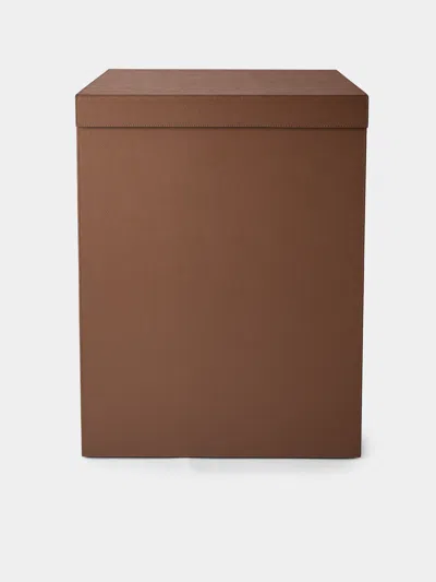 Giobagnara Parma Leather Large Laundry Basket In Brown