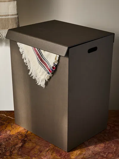 Giobagnara Parma Leather Large Laundry Basket In Brown