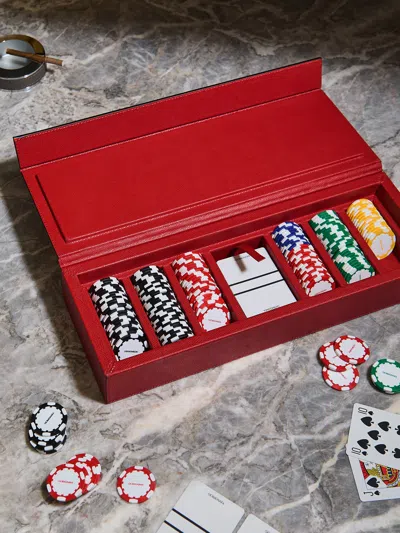 Giobagnara Parma Leather Poker Set  Abask Gift Set In Red