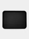 Giobagnara Polo Leather Rectangular Tray With Handles  Abask Luxury Gift In  Black