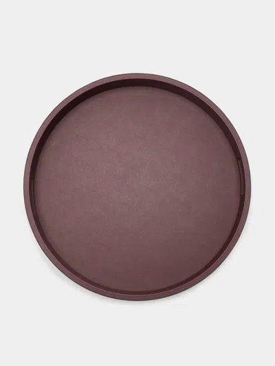 Giobagnara Polo Leather Round Tray With Handles  Abask Luxury Gift In Brown