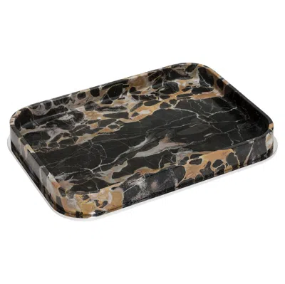 Pre-owned Giobagnara Positano Black Marble Rectangular Large Tray