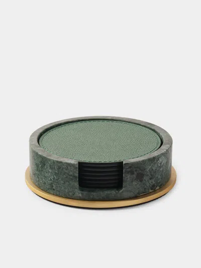 Giobagnara Positano Marble Coasters With Holder (set Of 6) In Green