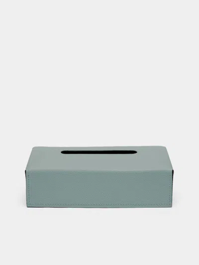 Giobagnara Ready Leather Tissue Box In Blue