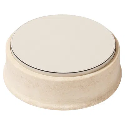 Pre-owned Giobagnara Rodi Marble Box Round Small By  In Sand