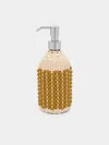 Giobagnara Rouen Leather And Rattan Soap Dispenser In Brown