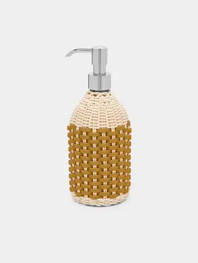 Giobagnara Rouen Leather And Rattan Soap Dispenser In Brown