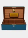 Giobagnara Santiago Leather Large Humidor Case (80 Cigars)  Abask Luxury Gift In  Blue