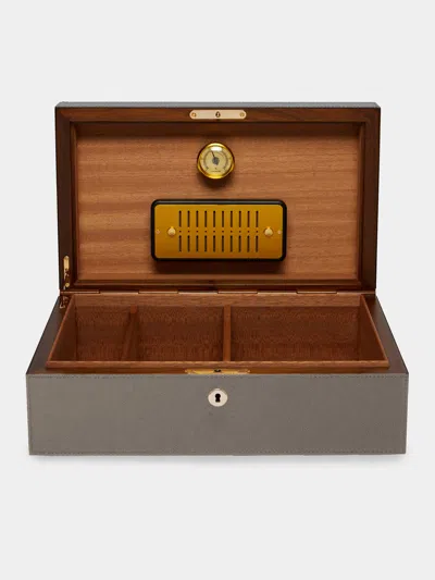 Giobagnara Santiago Leather Large Humidor Case (80 Cigars)  Abask Luxury Gift In Gray
