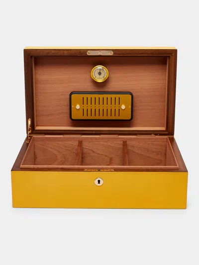 Giobagnara Santiago Leather Large Humidor Case (80 Cigars)  Abask Luxury Gift In Yellow