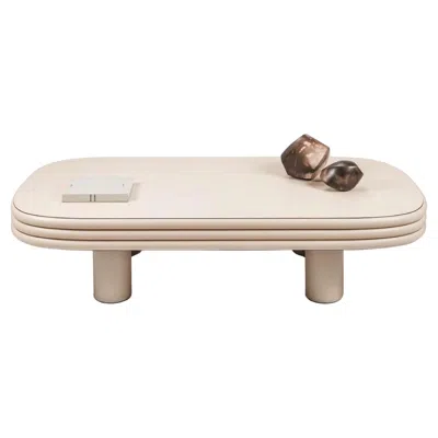 Pre-owned Giobagnara Scala Leather Rectangular Coffee Table By Stephane Parmentier X  In Sand