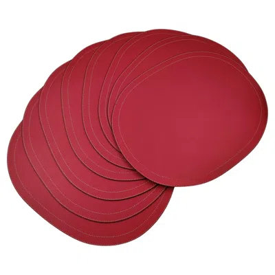 Pre-owned Giobagnara Serie Di Otto Sottopiatti In Pelle Di , Italia, Primi Anni 2000 In Red