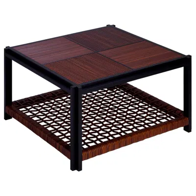 Pre-owned Giobagnara Structura Crisscross 2-level Square Coffee Table In Brown