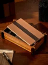 Giobagnara Structura Leather And Wood Box In Brown
