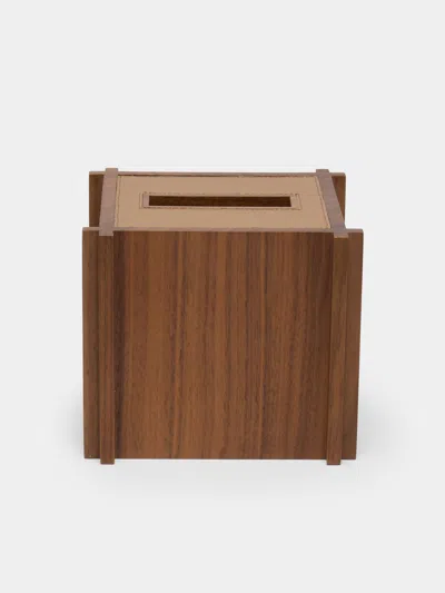 Giobagnara Structura Leather And Wood Tissue Holder