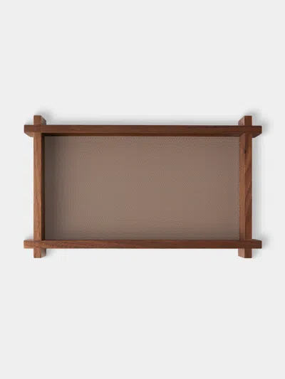 Giobagnara Structura Leather And Wood Valet Tray (10in/25cm) In Brown