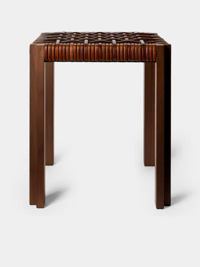 Giobagnara Structura Leather Crisscross Stool In Brown