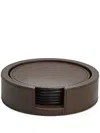 Giobagnara Tao Leather Coasters (set Of Six) In Brown
