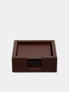 Giobagnara Tao Leather Square Coasters (set Of 6)  Abask Gift Set