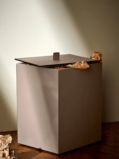 Giobagnara Walter Leather Wastepaper Bin In Brown