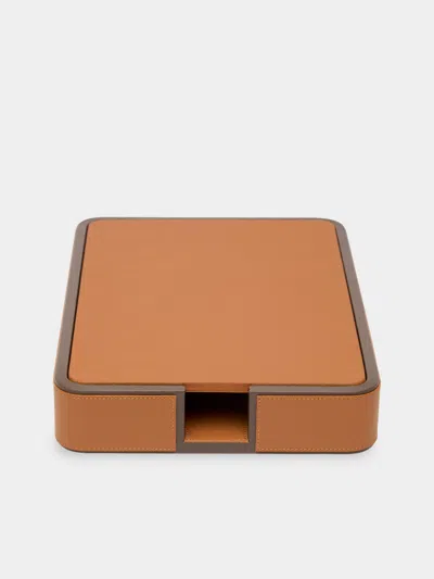 Giobagnara X Poltrona Frau Leather A4 Paper Tray In Brown