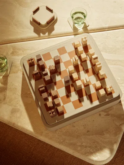 Giobagnara X Poltrona Frau Leather And Wood Triple Games Compendium  Abask Luxury Gift In Orange