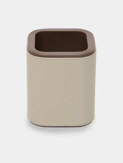 Giobagnara X Poltrona Frau Leather Pen Holder In Brown