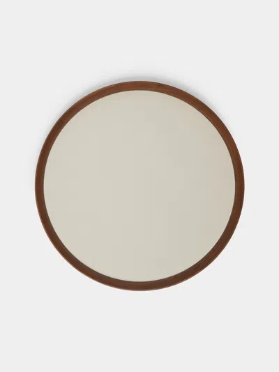 Giobagnara X Poltrona Frau Walnut And Leather Round Tray (16.5in/42cm) In Multi