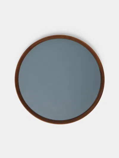 Giobagnara X Poltrona Frau Walnut And Leather Round Tray (16.5in/42cm) In Multi