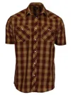 Gioberti Men's Plaid Western Shirt In 280w Khaki Burgundy In Brown