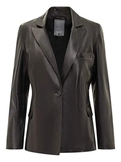 Giocasta Leather Blazer In Black