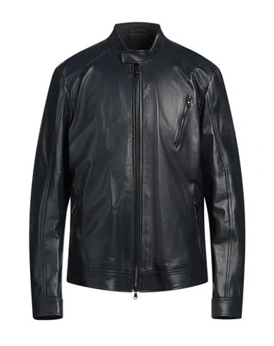 Giocasta Man Jacket Navy Size 46 Leather