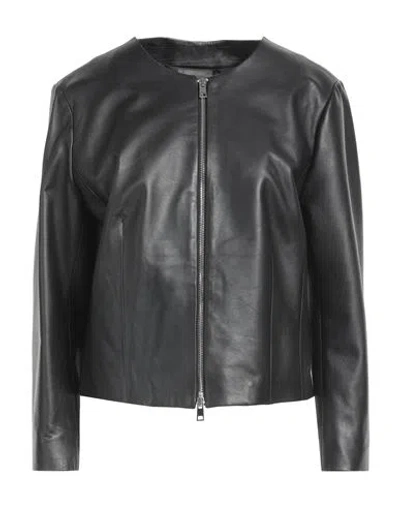 Giocasta Woman Jacket Black Size 12 Leather