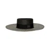 Giodoro Women's Black / White Ixonio Black Canotier Hat With Black & White Brim