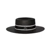 Giodoro Women's Black / White Ixonio Classic Black Canotier Hat With Black & White Ribbon