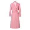 Giodoro Women's Pink / Purple Favene Belted Wrap Wool Coat In Cherry Blossom Color In Pink/purple